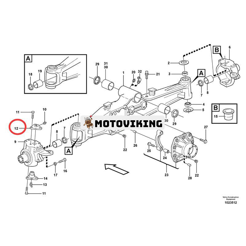 Vridbart hus kungstift VOE11709445 för Volvo grävlastare BL61 BL70 BL71