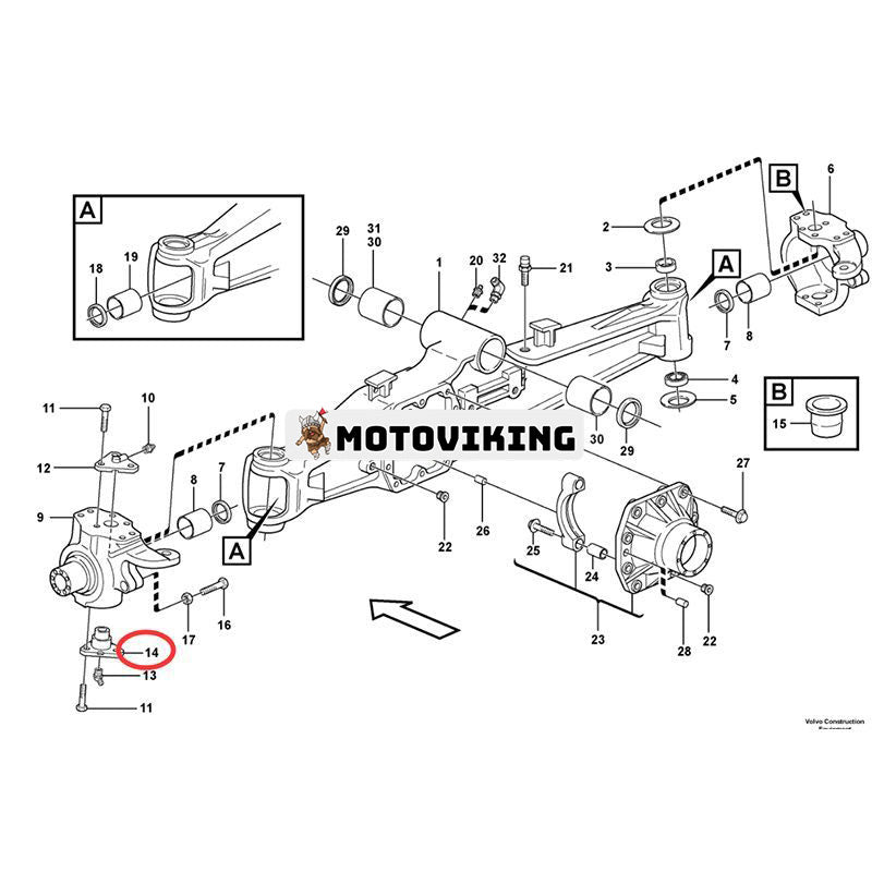 King Pin VOE11709450 för Volvo Grävlastare BL60 BL60B BL61 BL61B BL70 BL70B BL71 BL71B