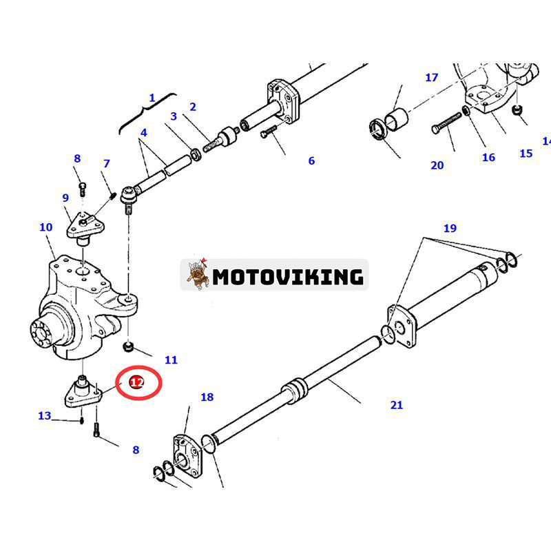 King Pin CA0128881 för Komatsu Grävlastare WB91R-2 WB93R-2 WB97R-5 WB140-2N WB150-2 WB146-5 WB156-5 WB150-2N