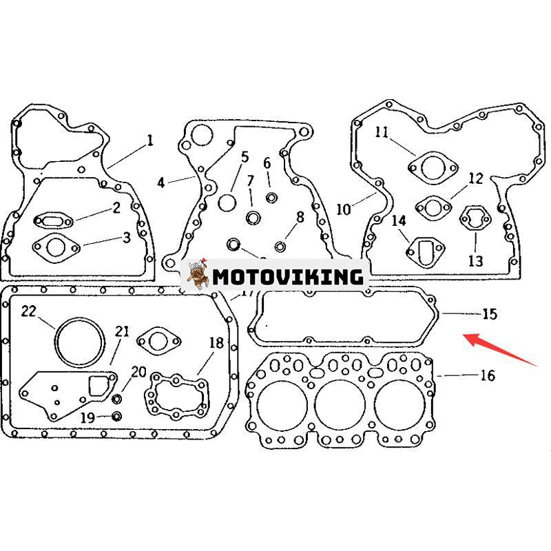 Översynspackningssats RE38570 för John Deere Engine 3135 3152 Traktor 300 820 830 1020 1030