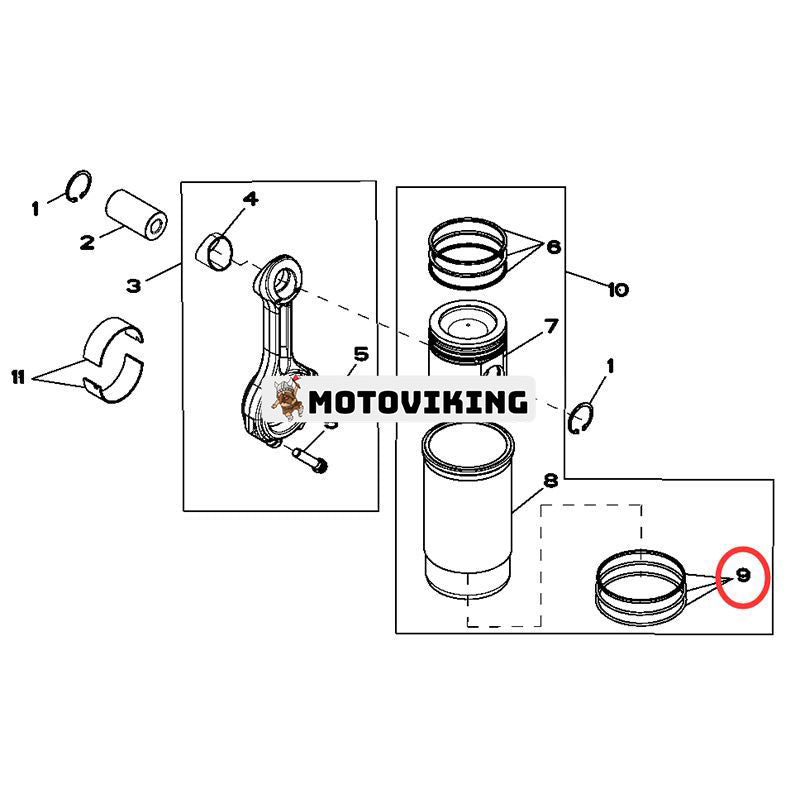 Cylinderliner Choke Ring Kit AR65507 för John Deere Engine 3029 3179 4039 4045 4239 4276 6059 6068 6404 6414