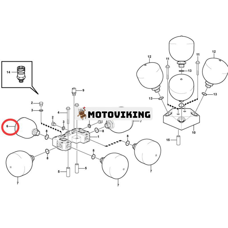 Ackumulator VOE17258321 för Volvo Lastare L110F L120F L150G L180G L220H L350F L70H L90H