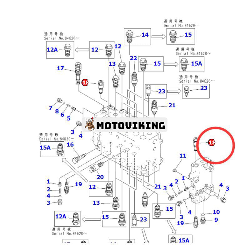 Huvudavlastningsventil 723-40-50201 för Komatsu grävmaskin PC200-6 PC200LC-6 PC210LC-6K PC240-6K