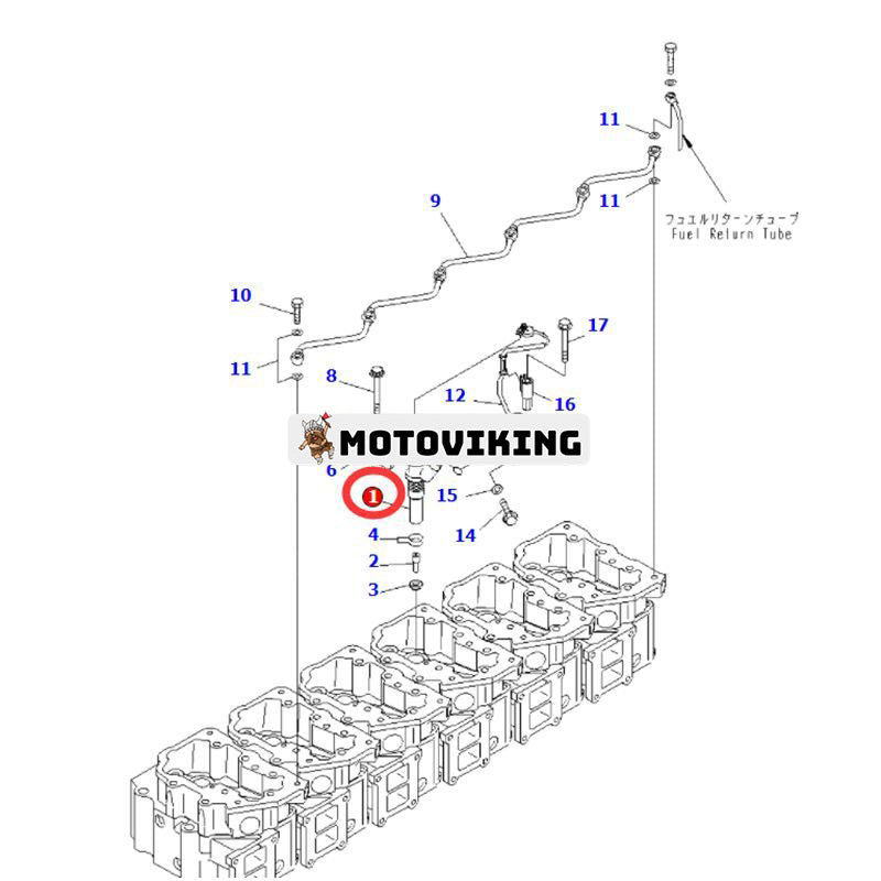 Common Rail-injektorenhet 6156-11-3100 för Komatsu Engine SA6D125E-3A-7W SAA6D125E-3B-8W Grävmaskin PC400-7 PC400LC-7