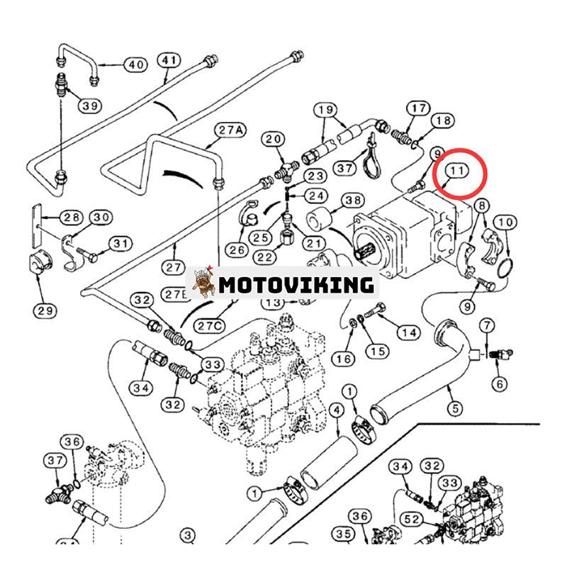 Hydraulpump 257953A1 för CASE Grävlastare 580M 580L 570MXT 570LXT