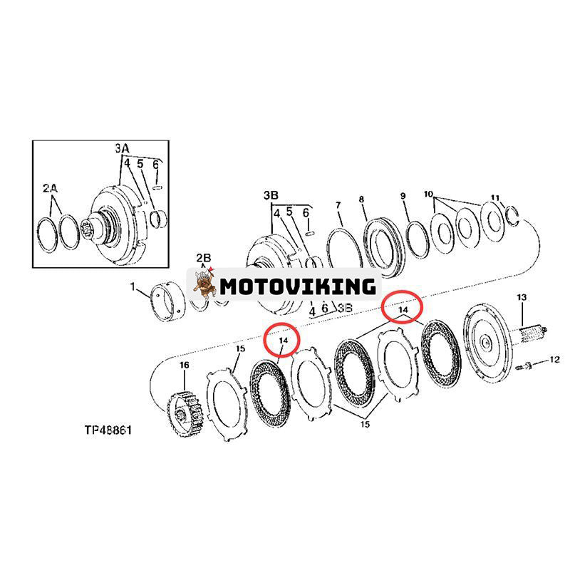 Kopplingsskiva RE27995 för John Deere traktor 2150 2155 2240 2255 2350 2355 2510 2550 2555 4020 5036