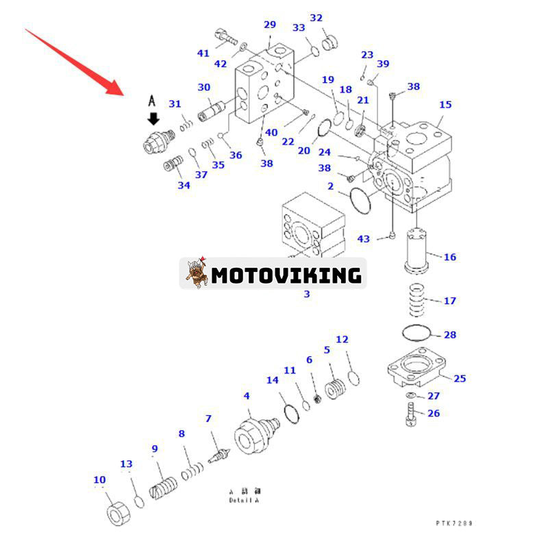 Pilotventil 702-21-09230 för Komatsu grävmaskin PC128US-2-AC PC138US-2-AT PC130F-7