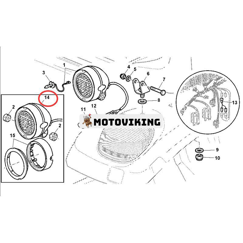 Strålkastare AL174341 för John Deere traktor 5055E 5065E 5075E 5076E 5082E 5083E 6110M 6115D 6120