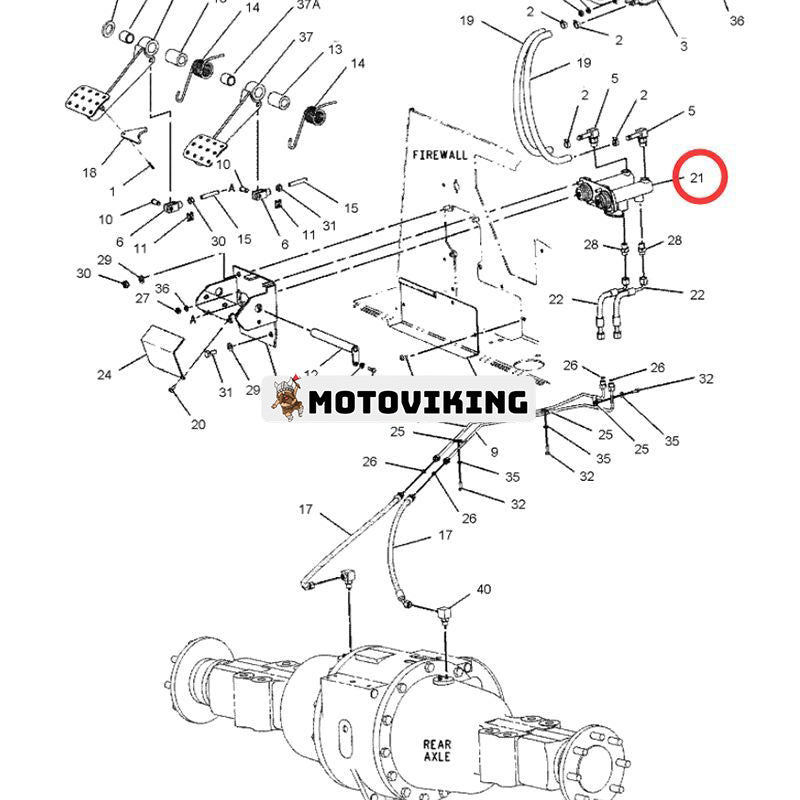 Huvudbromscylinder 123-3426 för Caterpillar CAT Engine 3054 Lastare 416C 426C 428C 436C 438C