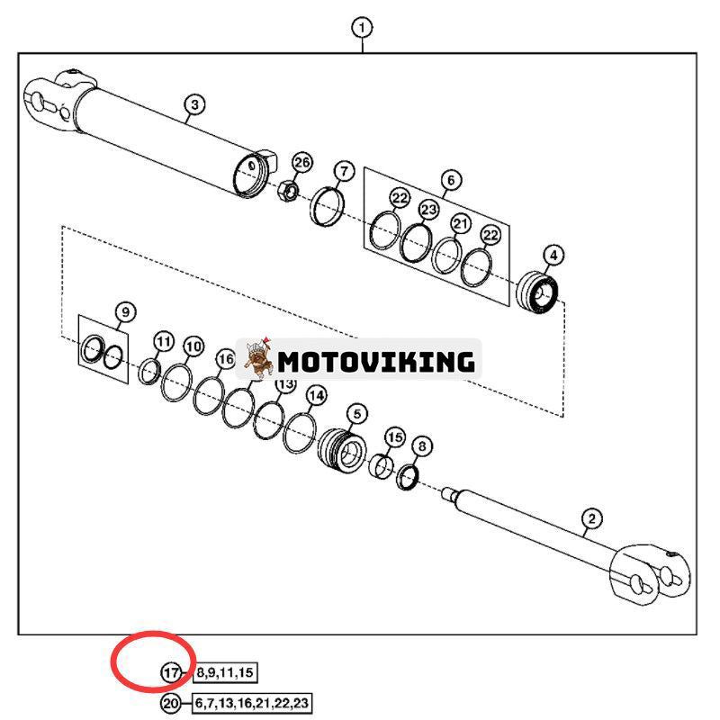 Hydraulcylindersats AH210484 för John Deere Lastare 840 2254 210C 210LE 210LJ 300D 310C 310D 310E 310G 310J 310SE
