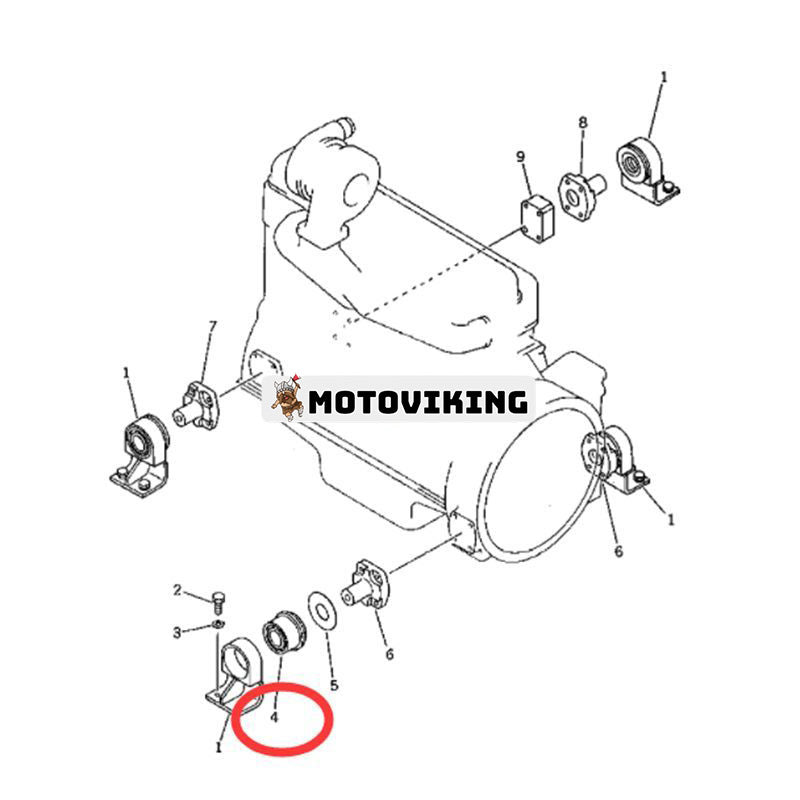 4 st motormonteringsgummikudde 205-01-71111 för Komatsu grävmaskin PC200-3 PC220-3 PC240-3K