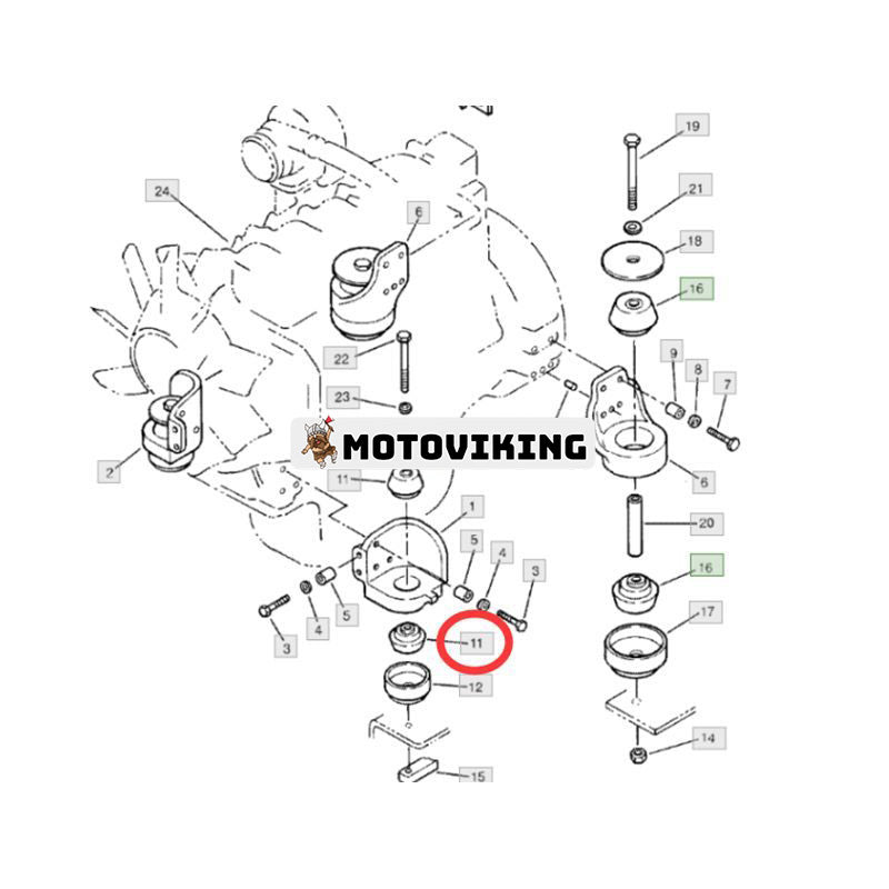 4 st Motorfäste gummikudde 20Y-01-12210 för John Deere Logger 635 735