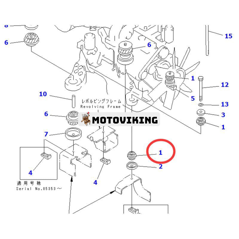 4 st motormonteringsgummikudde 20Y-01-12210 för Komatsu grävmaskin PC200-5 PC200-7 PC200-8 PC228US-3-YB