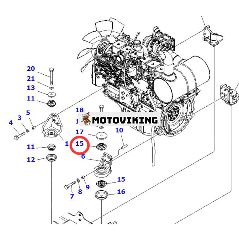 4 st motormonteringsgummikudde 20Y-01-12222 för Komatsu grävmaskin PC200-6 PC210-6G PC200-8 PC228US-3