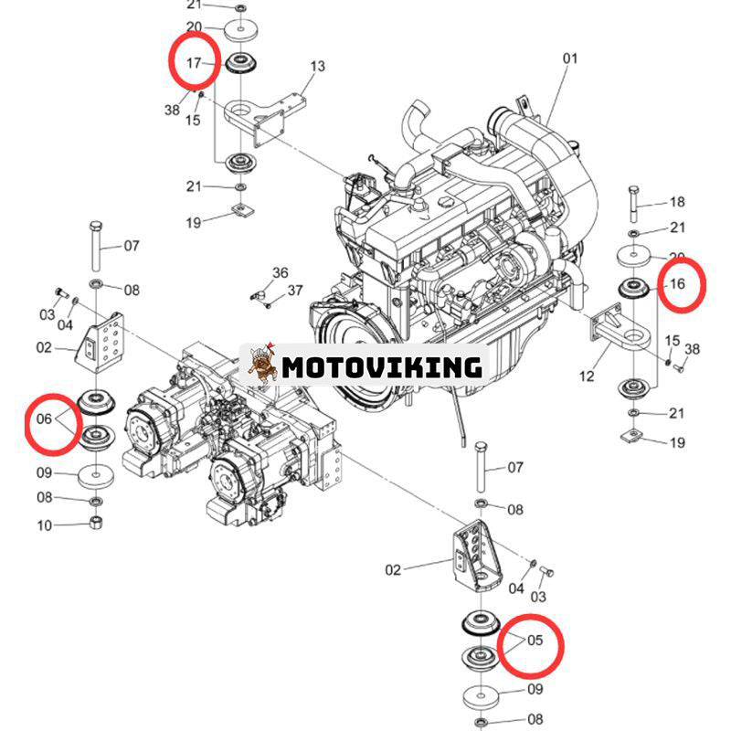 1 set Motormonteringsgummikudde 4633972 4655723 för Isuzu Engine 6WG1 Hitachi Grävmaskin ZX670LC-5B ZX870H-5G