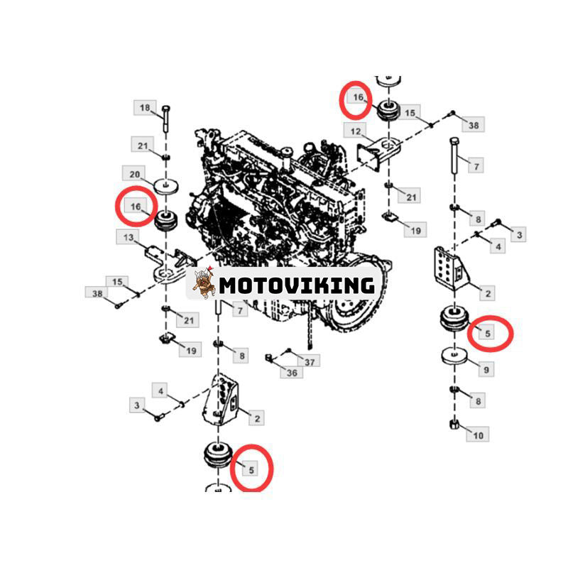 1 set Motormonteringsgummikudde 4633972 4655723 för Isuzu Engine 6WG1 John Deere grävmaskin 670GLC 870GLC