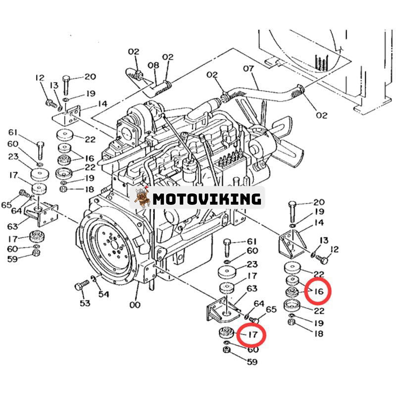 1 set motormonteringsgummikudde 4197144 4197145 för John Deere grävmaskin 790D 892DLC