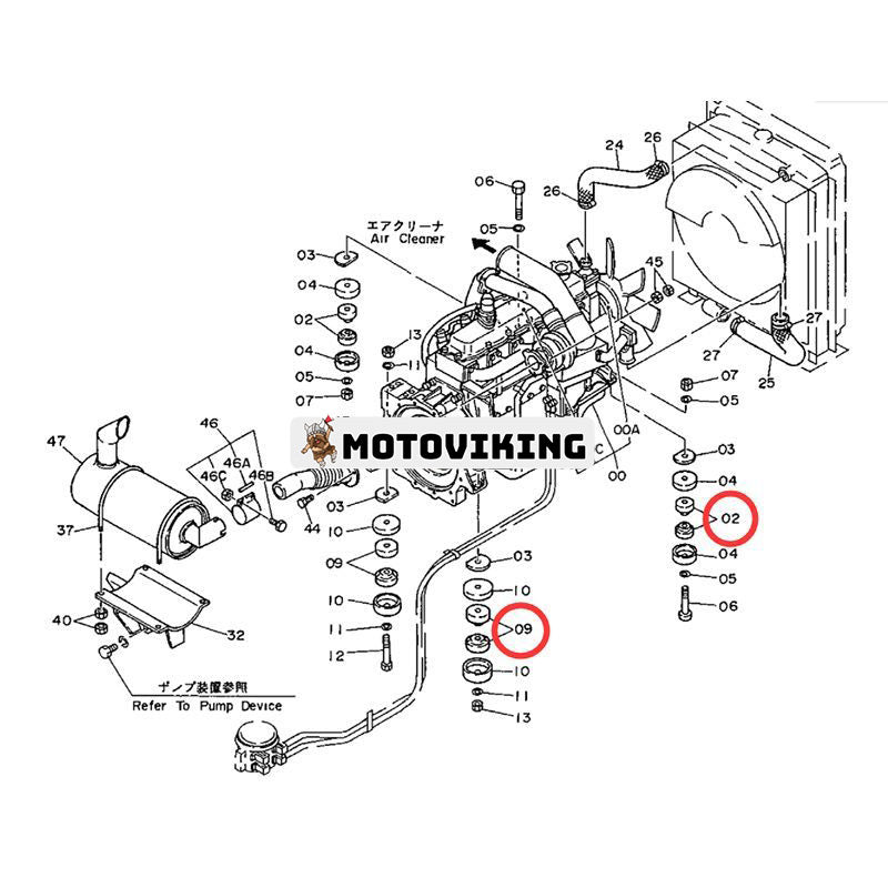 1 set Motormonteringsgummikudde 4197144 4197145 för Hitachi Grävmaskin EX300 EX300LC