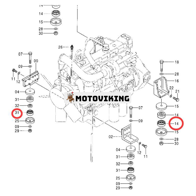 1 set Motormontering gummikudde isolator 4405310 4197145 för Hitachi grävmaskin EX300-5 EX350H-5 EX385USR