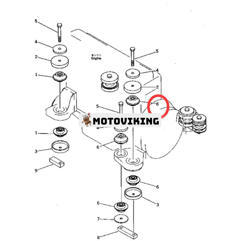 8 st bakre motormontering gummikudde 205-01-65210 för Komatsu grävmaskin PC1600-1 PC200-2 PC220-2