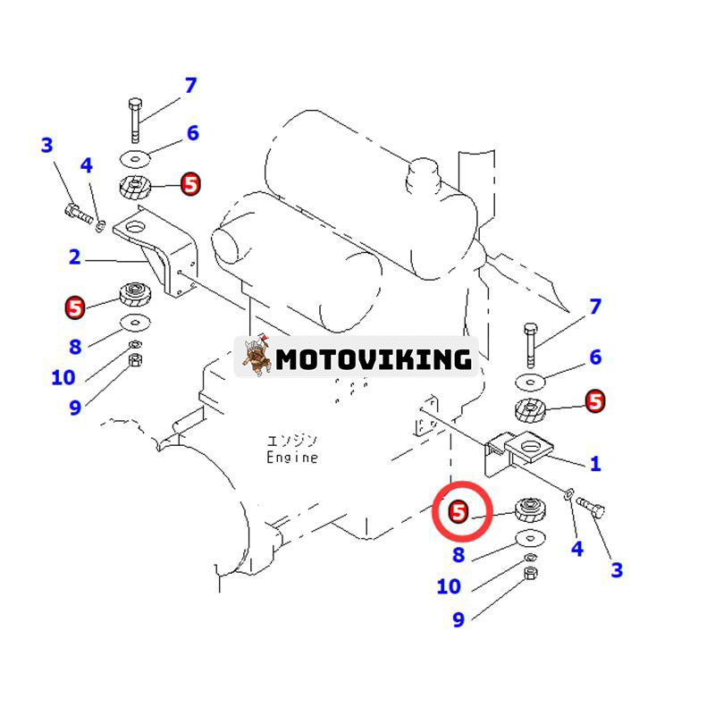 4 st bakre motorfäste gummikudde 423-01-21140 för Komatsu Loader WA300-3A WA350-3A WA380-3