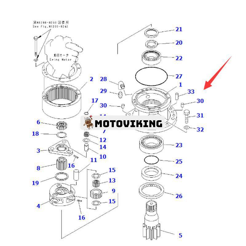 Svängväxellåda 21W-26-00020 för Komatsu Grävmaskin PC75UU-2 PC75UD-2