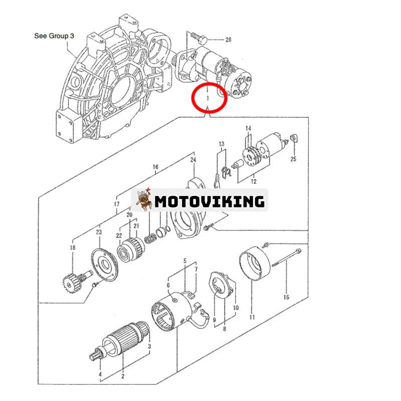 24V Startmotor 359118 för Kohler Generator 28/32EOZD 23/27EFOZD 25/28EFOZD