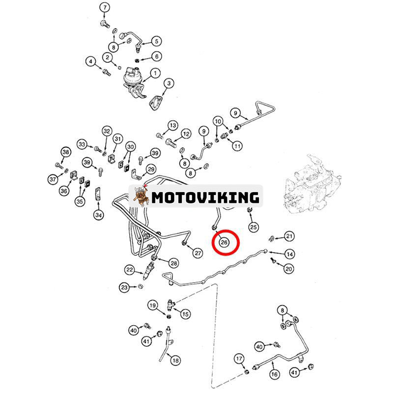 Bränsletillförselrör J904205 för Cummins Engine 4TA-390 4T-390 CASE Grävmaskin 9020 9010B 9020B