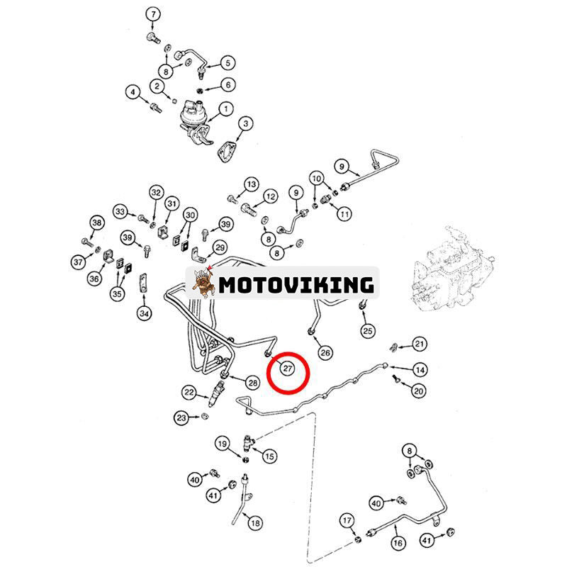 Bränsletillförselrör J904206 för Cummins Engine 4TA-390 4T-390 CASE Grävmaskin 9020 9010B 9020B