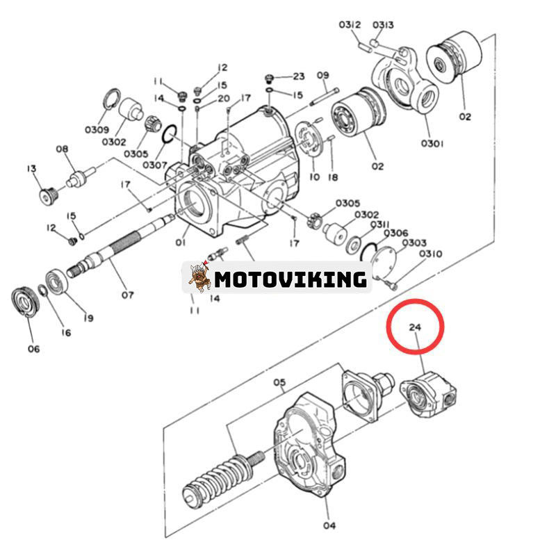 Pilotväxelpump 4270945 för Hitachi grävmaskin EX50UR EX50URG