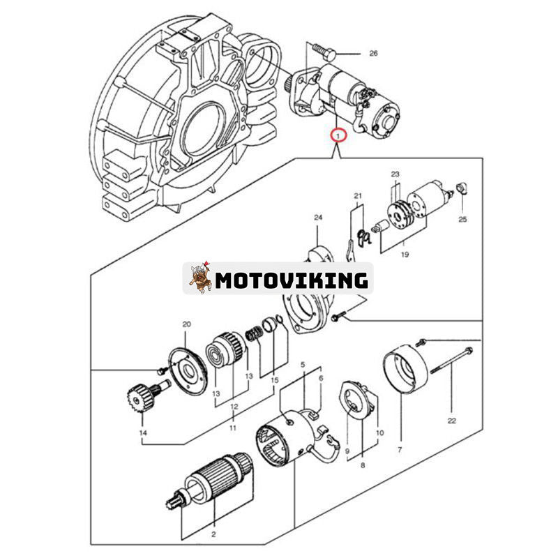 12V 9T Startmotor 123900-77010 för Yanmar Engine 4TNE102 4TNE106 Doosan Grävmaskin SOLAR 55-V 55W-V PLUS 75-V