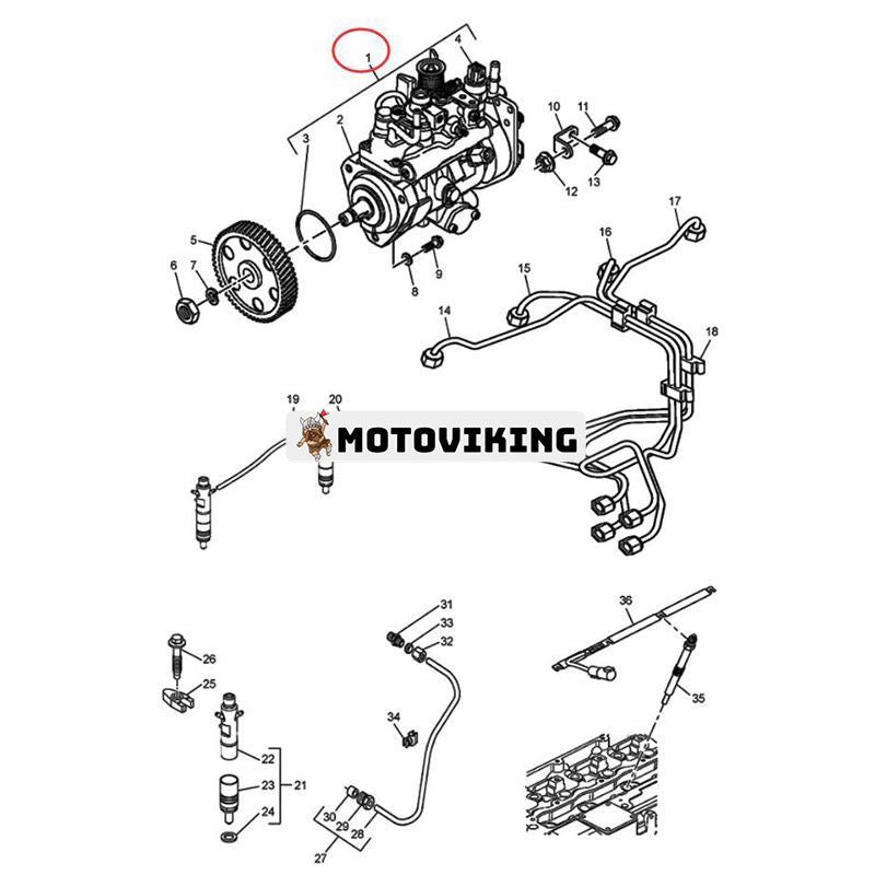 Bränsleinsprutningspump 6911898 för Bobcat T2556 T2566 T35100L T35120L T3571 T3571L T40140 V518 V723 VR518 VR638 VR723