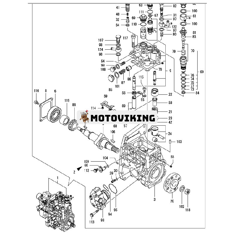 Bränsleinsprutningspump 729906-51370 för Yanmar Engine 4TNV94 4TNV94L 4TNV98