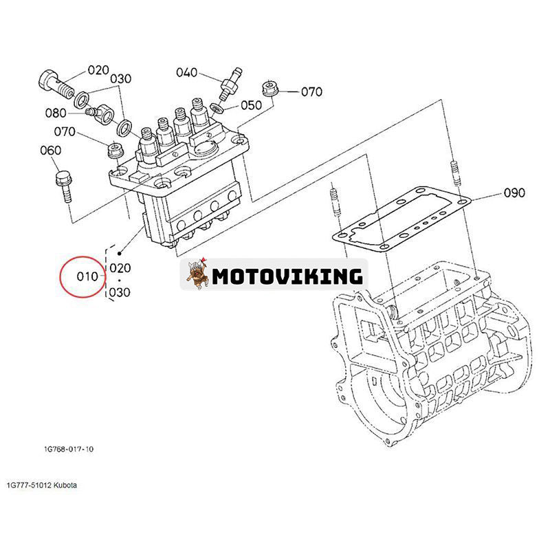 Bränsleinsprutningspumpenhet 1G777-51012 för Kubota Engine V3307-T traktor M6040 M7040 Grävmaskin KX080-3S