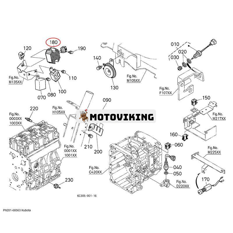 Spänningsregulatorlikriktare PN201-68563 för Kubota B2320DT B2620HSD B2630HSD B2920HSD ZD221 ZG222A ZG227A K008-3