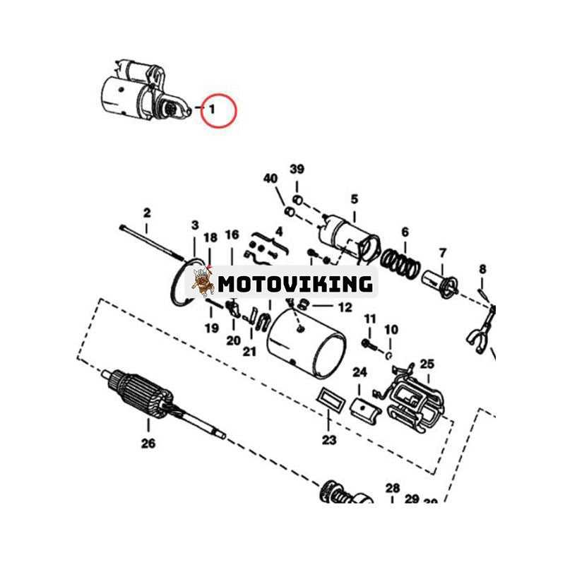 Startmotor 6631597 för Bobcat Loader 975 1075 1080 1080B