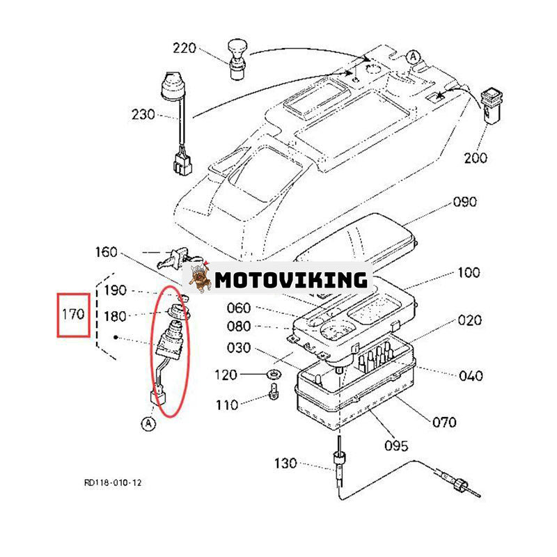 Tändningslås RC411-53964 för Kubota grävmaskin KX41-3 KX71-3 KX91-3 KX121-3 KX161-3