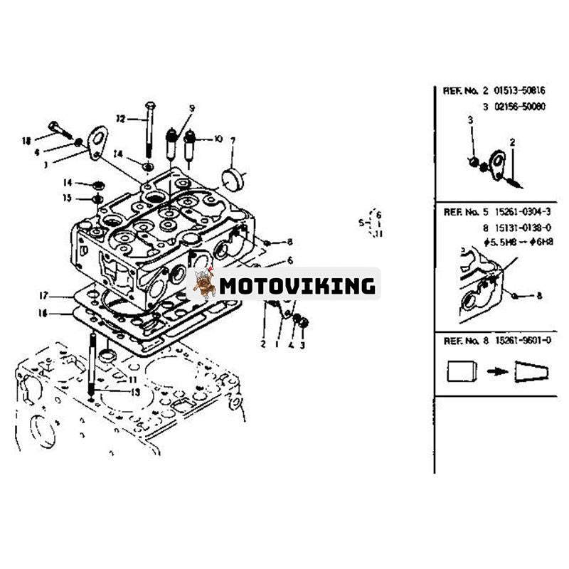 Topplockspackning 15263-03310 för Kubota Engine Z500 Z650 traktor B5100D-P B5100E-P