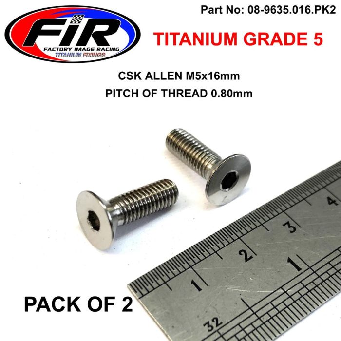 Titanium Csk Allen M5X16Mm Titanium Grade 5 / Pk 2