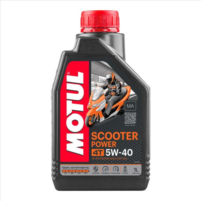 Scooter Power 4T 5W40 Ma 1 Liter Motul 450050 Box=12 Motorcykel 100% Syntetisk