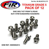 Bolt Disc Titanium Fram & Bak / Pack Om 12 Ktm Oem Ref:59009062013 2001>2020