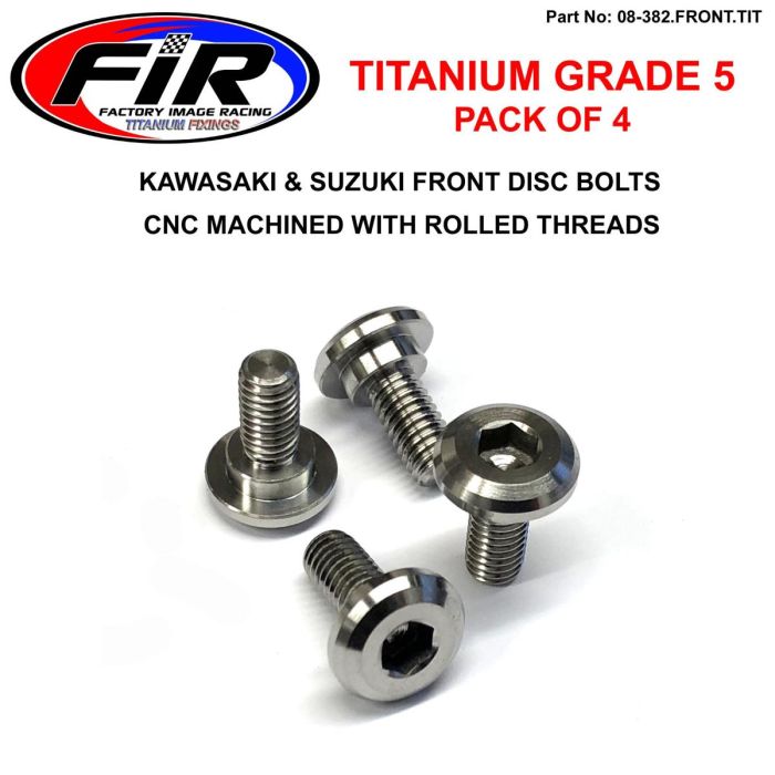 Ti Gr5 Bolts Disc Kaw/Suz Kit/4 Titanium Front Kit Rm Kx Kxf / Fir Brand