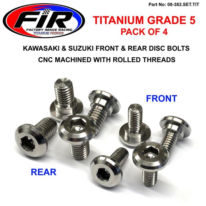 Ti Gr5 Bolts Disc Kaw/Suz Kit/8 Titanium Fram & Bak Rm Kx Kxf / Fir Märke