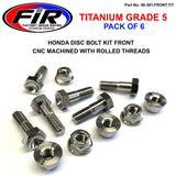 Ti Gr5 Bolts Disc Honda Kit/6 Titanium Front Kit 95>2021 / Fir Brand