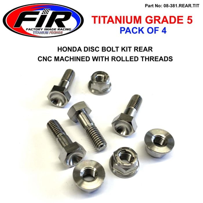 Ti Gr5 Bolts Disc Honda Kit/4 Titanium Rear Kit 95>2021 / Fir Brand