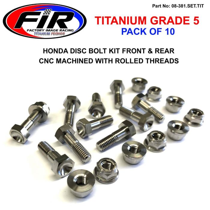 Ti Gr5 Bolts Disc Honda Kit/10 Titanium Fram & Bak Kit 95>2021 / Fir Märke