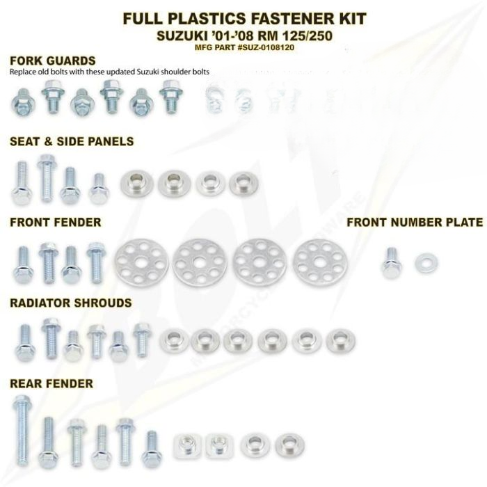 Plastboltsats Rm125/250 Bolt Hårdvara Suz-0108120