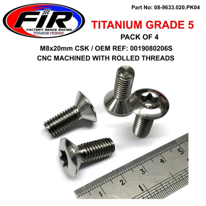 Titanium Gr5 Csk.D Torx M8X20Mm Oem 0019080206S / Pack Of 4 - Generic Nuts & Bolts - Titanium