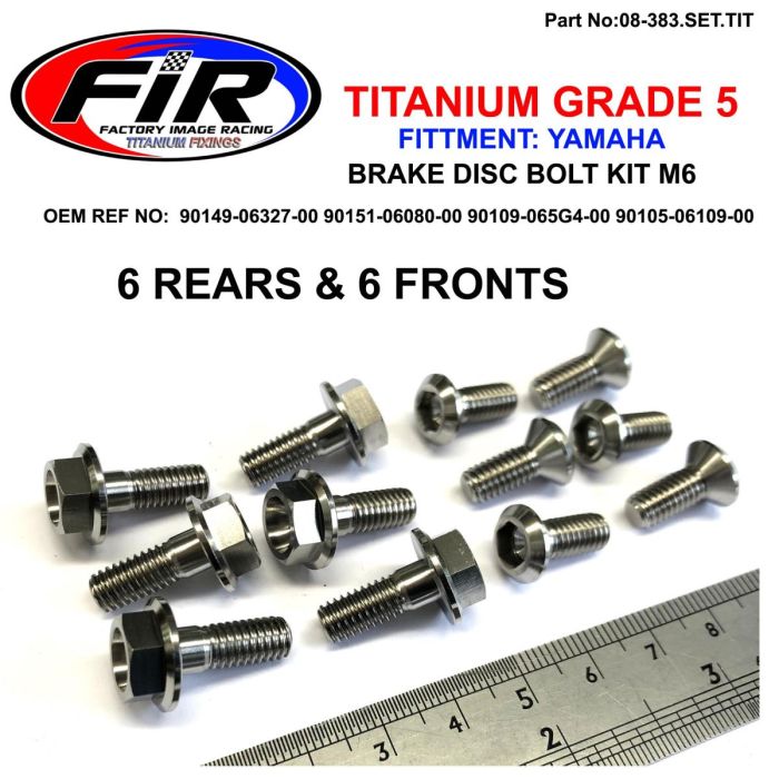 Bolt Disc Yamaha Fram & Bak Titanium / / M6 90149-06327-00 / 90151-06080-00 90109-065G4-00 / 90105-06109-00