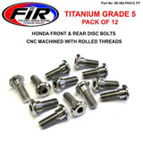 Ti Gr5 Bolts Disc Honda Kit/12 Titanium Fram Eller Bak Kit / Fir Märke